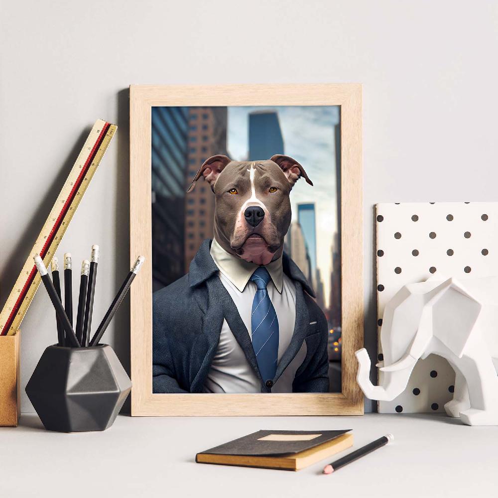 Nacnic Lámina Nacnic De Staffordshire Terrier Americano Con Ropa Humana En Color
