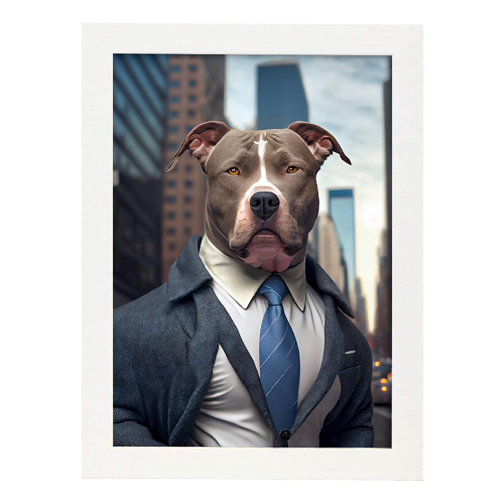 Nacnic Lámina Nacnic De Staffordshire Terrier Americano Con Ropa Humana En Color