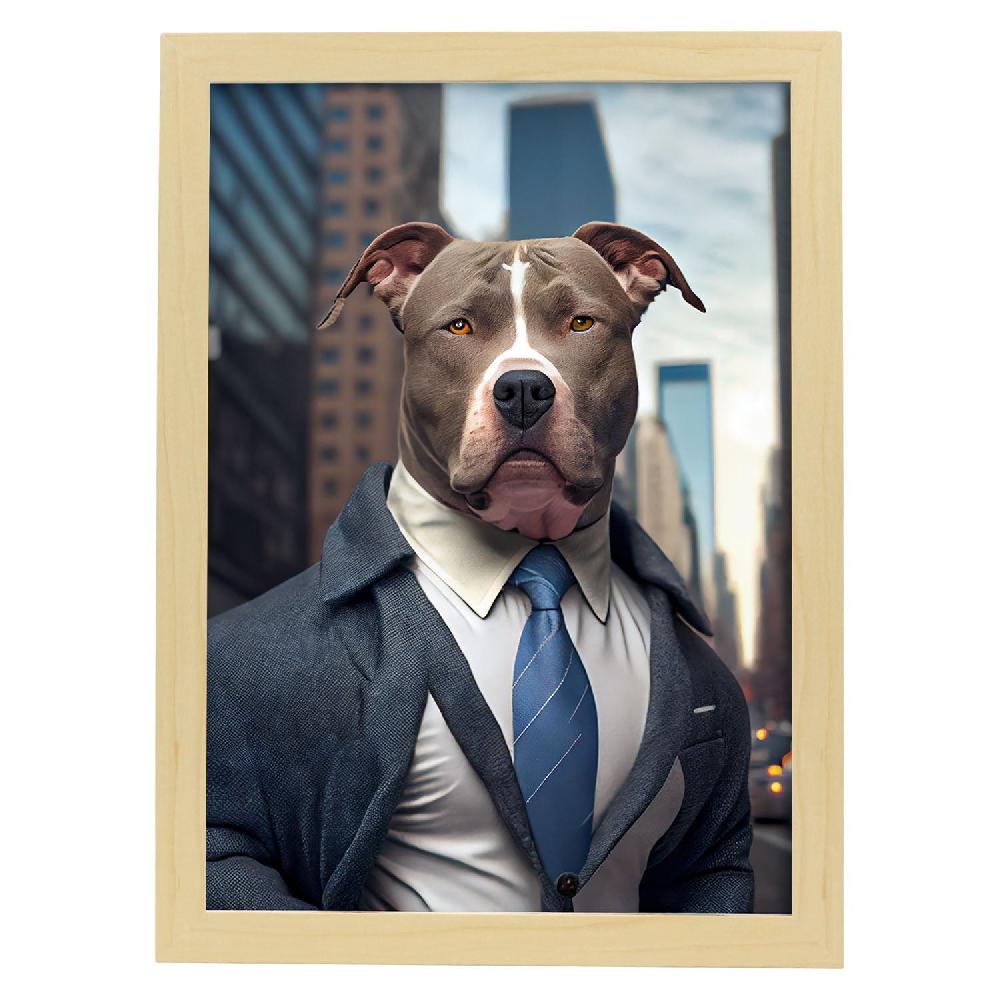 Nacnic Lámina Nacnic De Staffordshire Terrier Americano Con Ropa Humana En Color