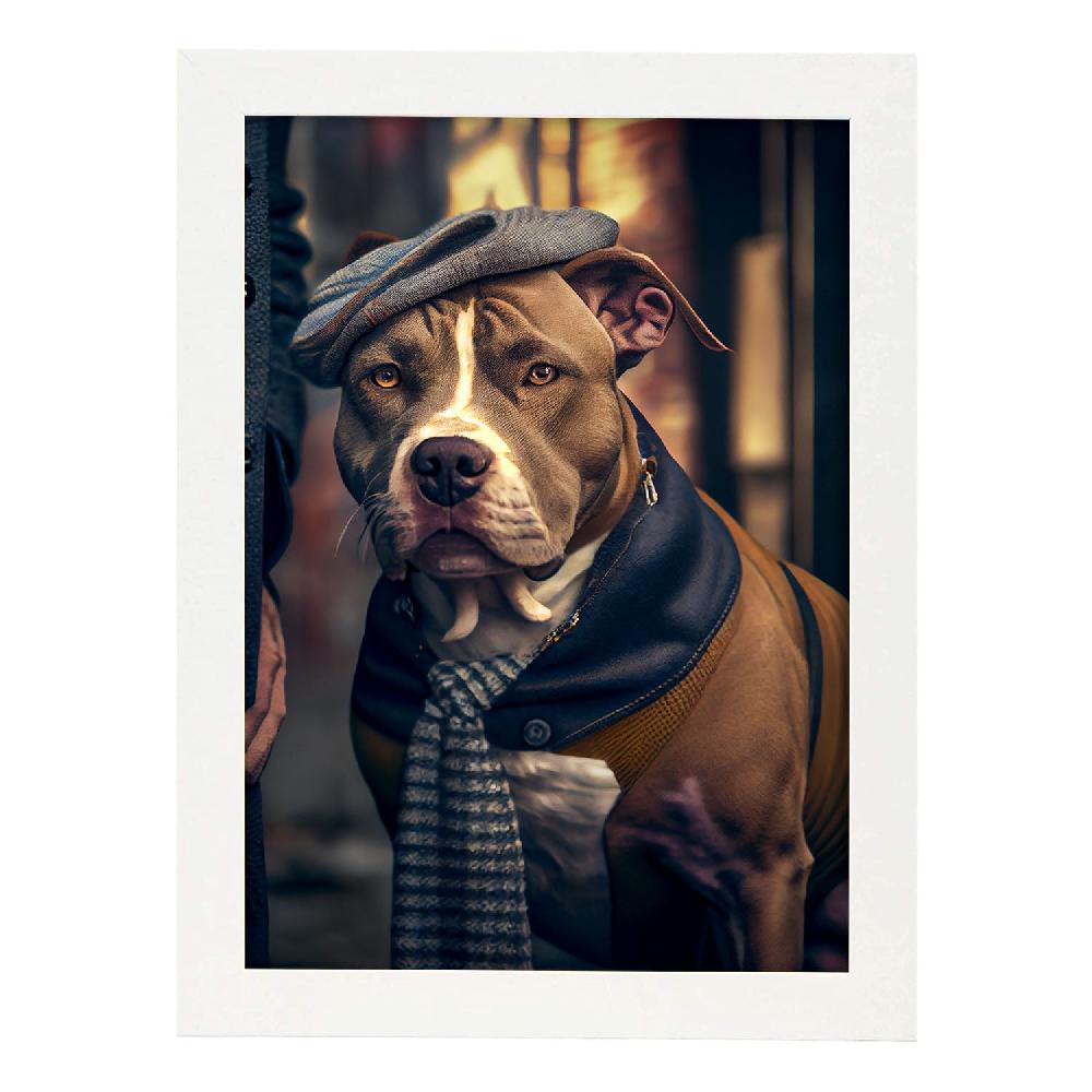 Nacnic Lámina Nacnic De Staffordshire Terrier Americano Con Ropa Humana En Color