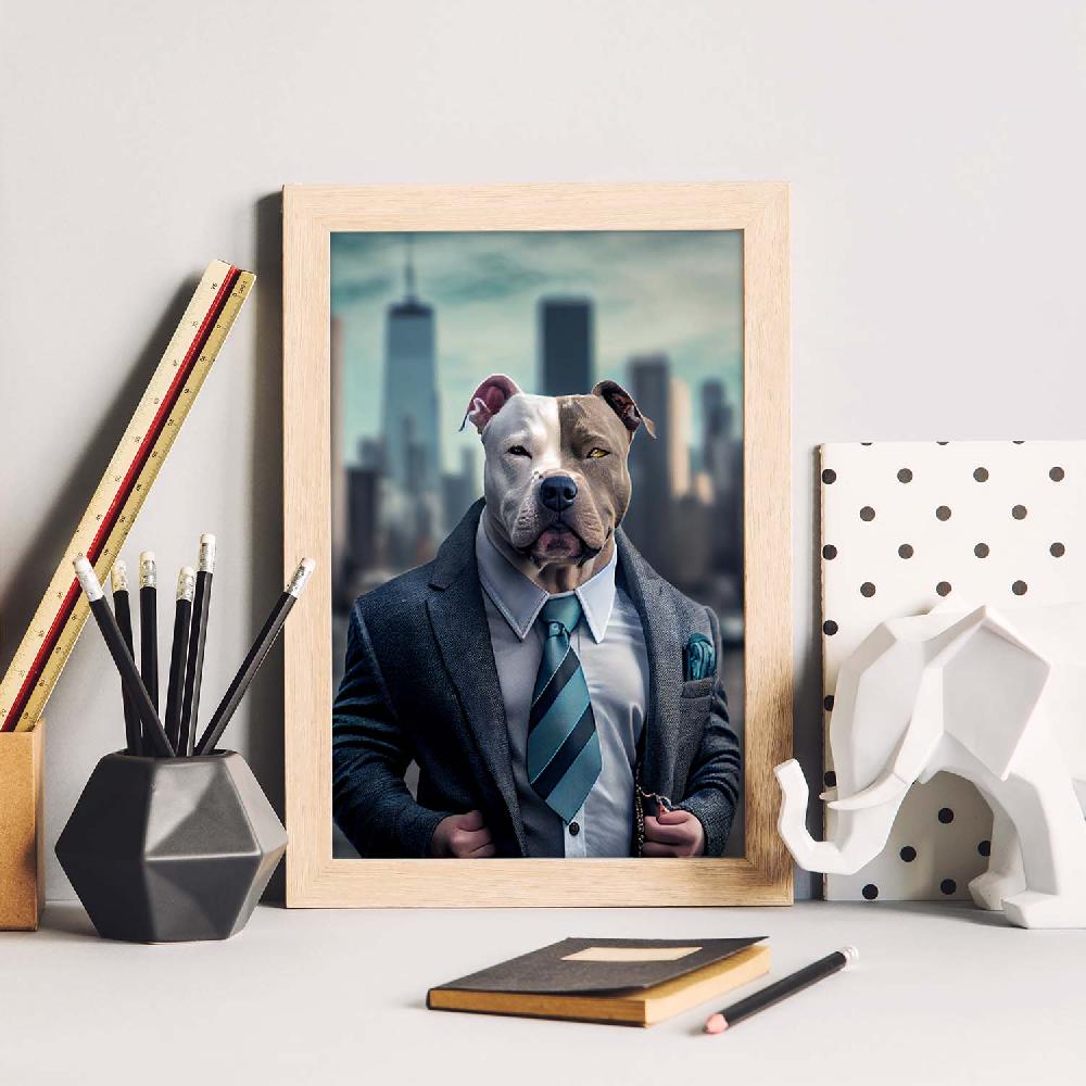 Nacnic Lámina Nacnic De Staffordshire Terrier Amistoso En Estilo Fotografía A Todo Color Con Ropa Humana