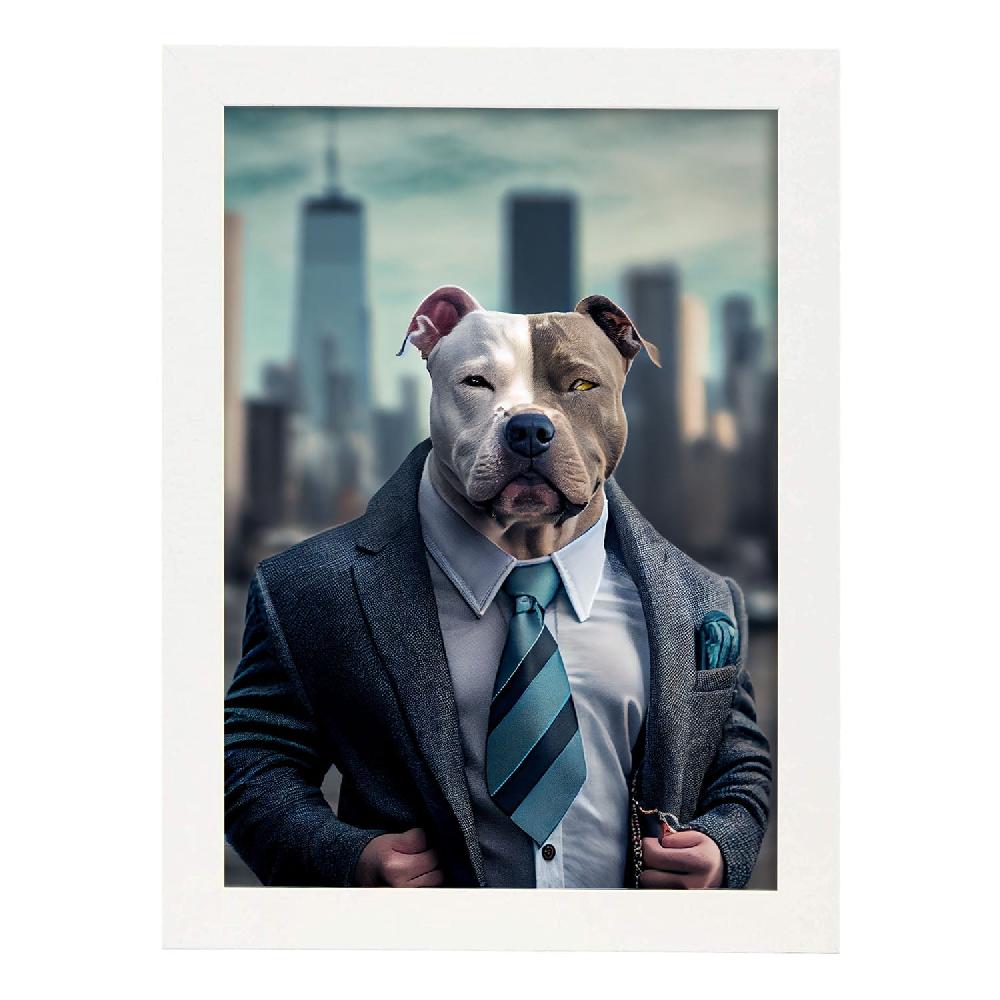 Nacnic Lámina Nacnic De Staffordshire Terrier Amistoso En Estilo Fotografía A Todo Color Con Ropa Humana