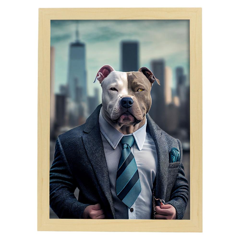 Nacnic Lámina Nacnic De Staffordshire Terrier Amistoso En Estilo Fotografía A Todo Color Con Ropa Humana