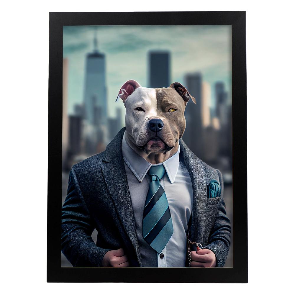 nacnic Lámina Nacnic de Staffordshire Terrier Amistoso en Estilo Fotografía a Todo Color con Ropa Humana