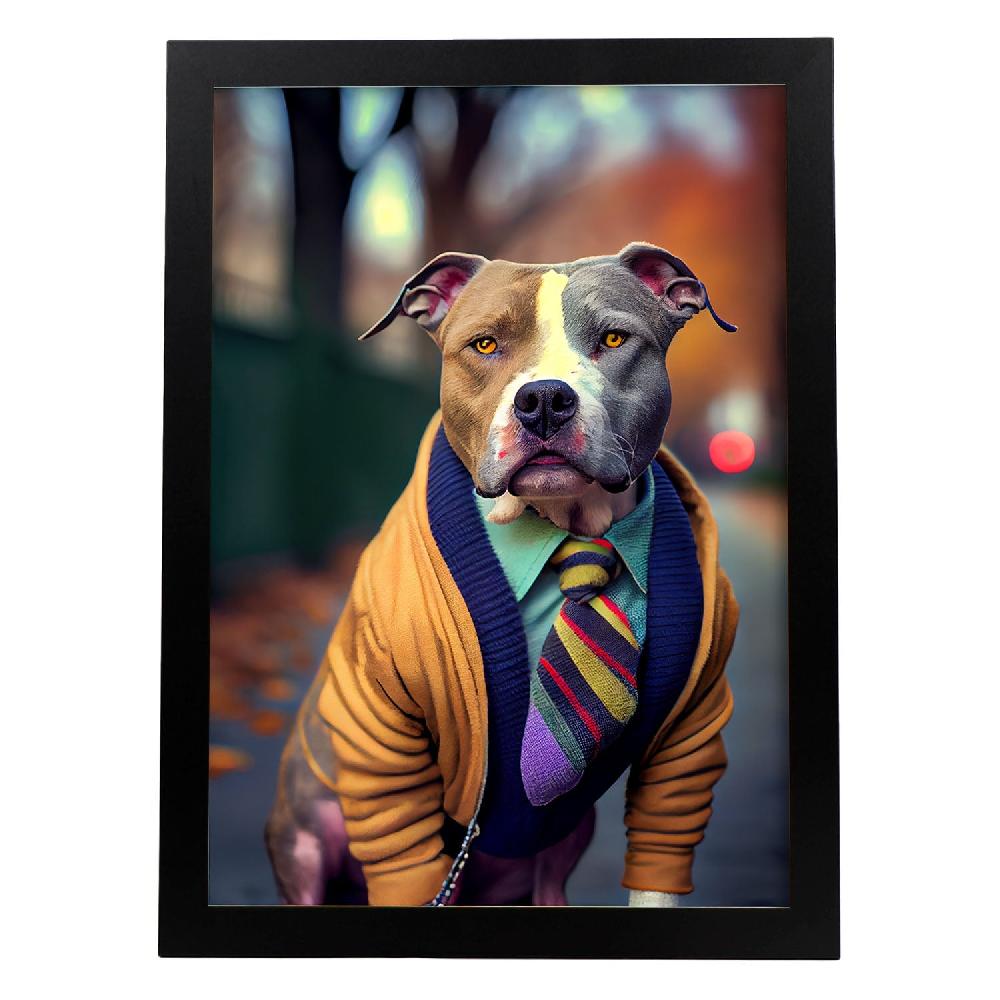 nacnic Lámina Nacnic de Staffordshire Terrier Cariñoso en Fotografía a Color con Ropa Humana