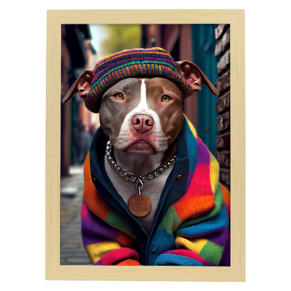 Nacnic Lámina Nacnic De Staffordshire Terrier Colorido Con Ropa Humana En Estilo Fotografía