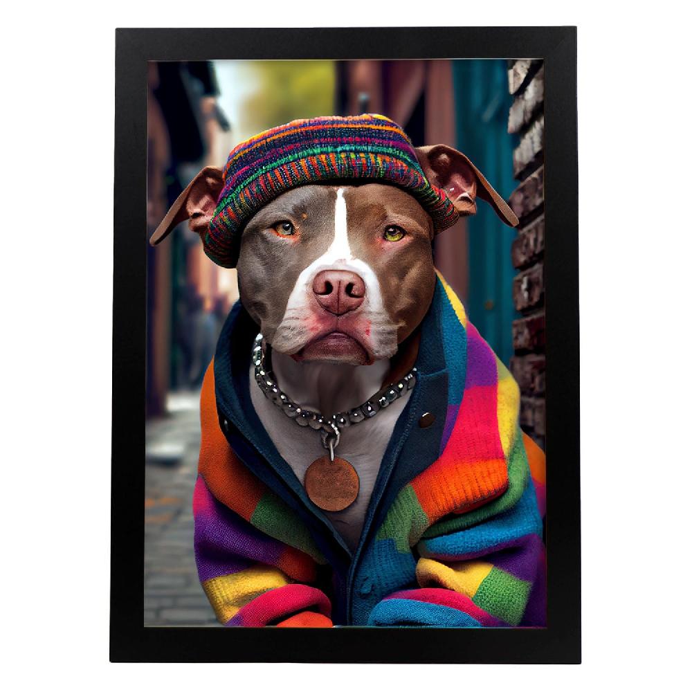 nacnic Lámina Nacnic de Staffordshire Terrier Colorido con Ropa Humana en Estilo Fotografía
