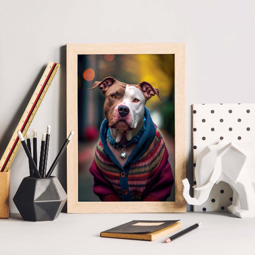 Nacnic Lámina Nacnic De Staffordshire Terrier Cooperativo Con Ropa Humana En Estilo Fotografía A Todo Color