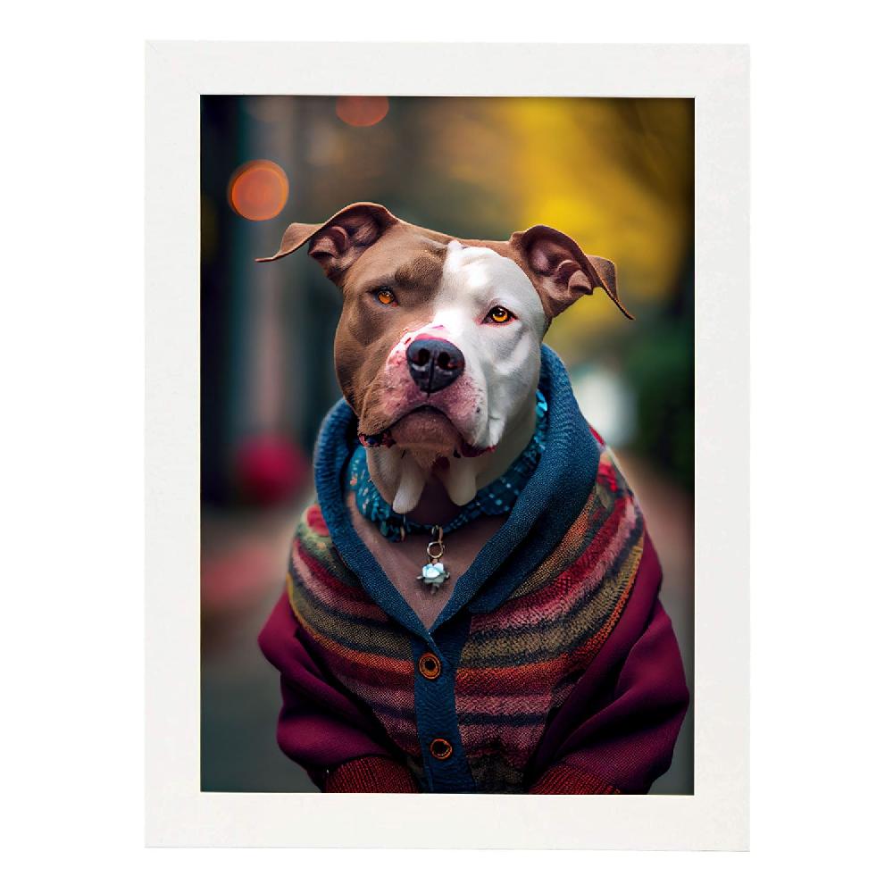 Nacnic Lámina Nacnic De Staffordshire Terrier Cooperativo Con Ropa Humana En Estilo Fotografía A Todo Color