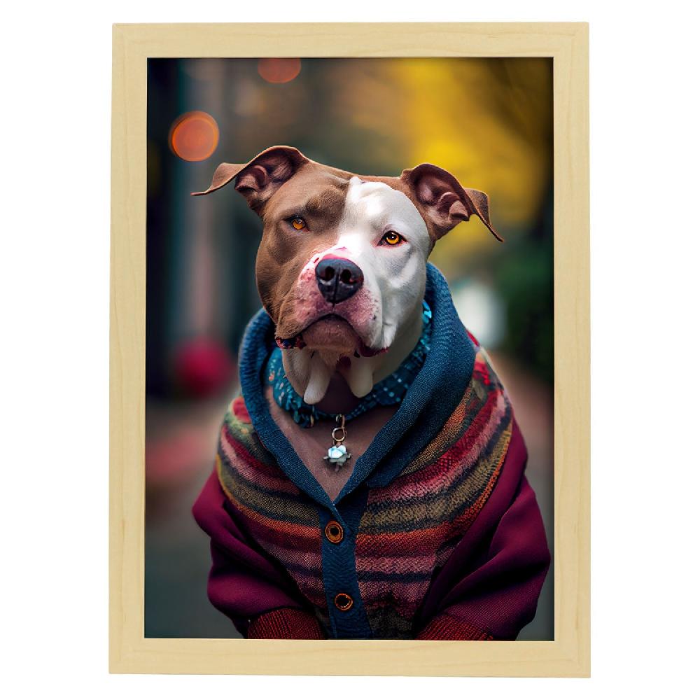 Nacnic Lámina Nacnic De Staffordshire Terrier Cooperativo Con Ropa Humana En Estilo Fotografía A Todo Color