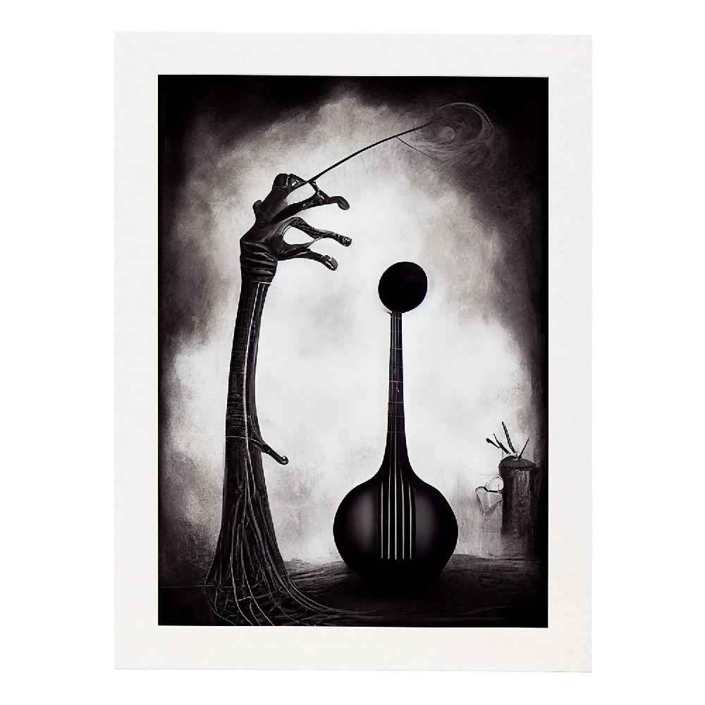 Nacnic Lámina Nacnic De Violín Práctico Al Estilo T. Burton En Arte Gótico Y Oscuro