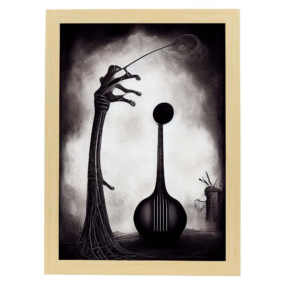 Nacnic Lámina Nacnic De Violín Práctico Al Estilo T. Burton En Arte Gótico Y Oscuro