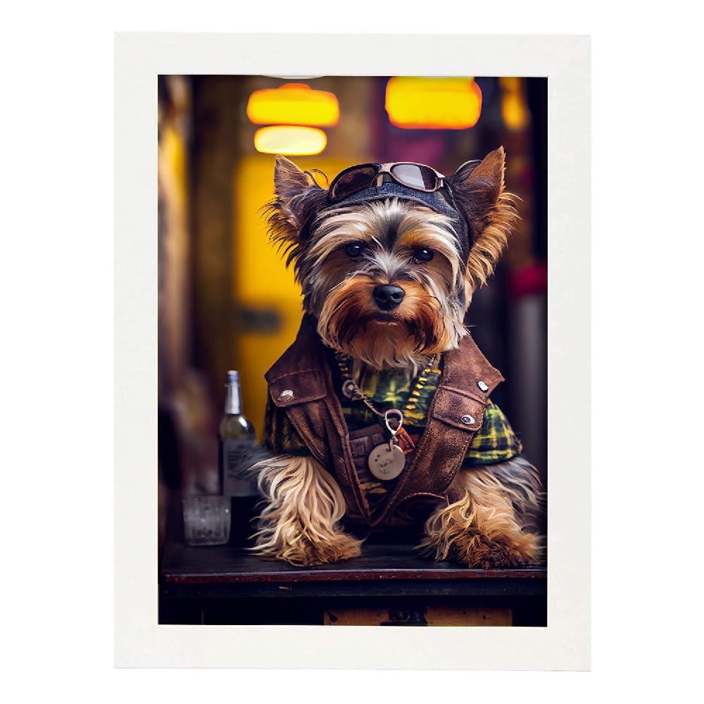 Nacnic Lámina Nacnic De Yorkshire Terrier Con Ropa Humana En Estilo Fotográfico