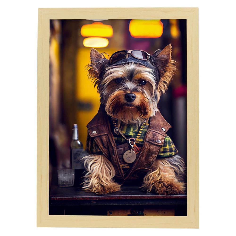 Nacnic Lámina Nacnic De Yorkshire Terrier Con Ropa Humana En Estilo Fotográfico