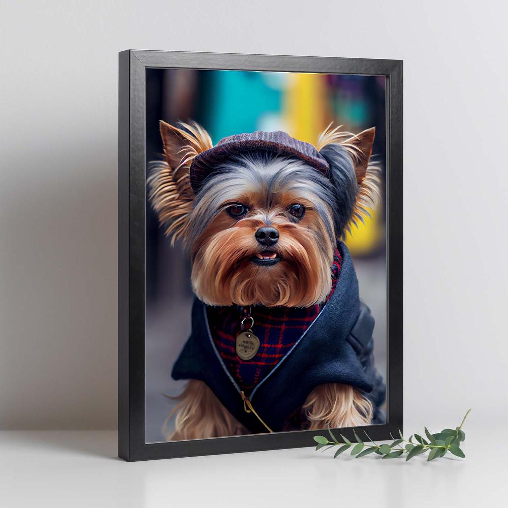 Nacnic Lámina Nacnic De Yorkshire Terrier Con Ropa Humana En Fotografía A Color