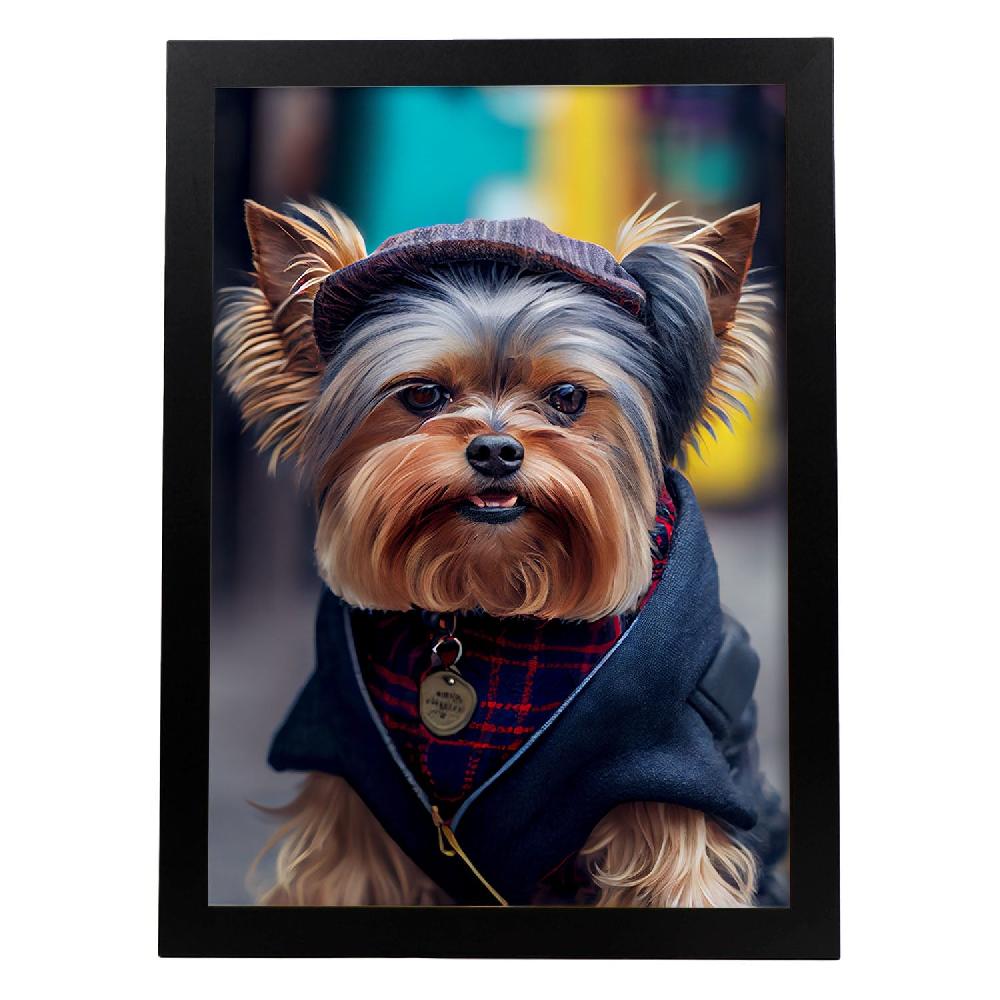 nacnic Lámina Nacnic de Yorkshire Terrier con Ropa Humana en Fotografía a Color