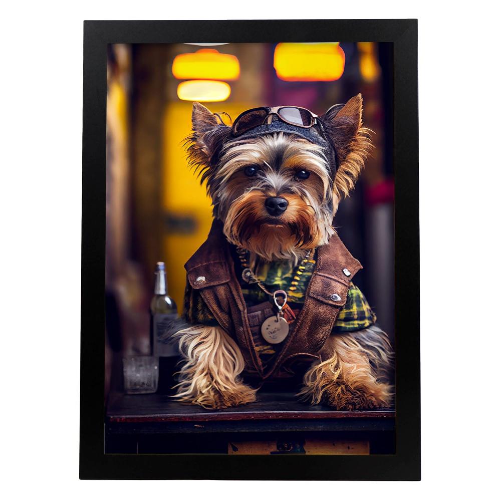 nacnic Lámina Nacnic de Yorkshire Terrier con Ropa Humana en Estilo Fotográfico