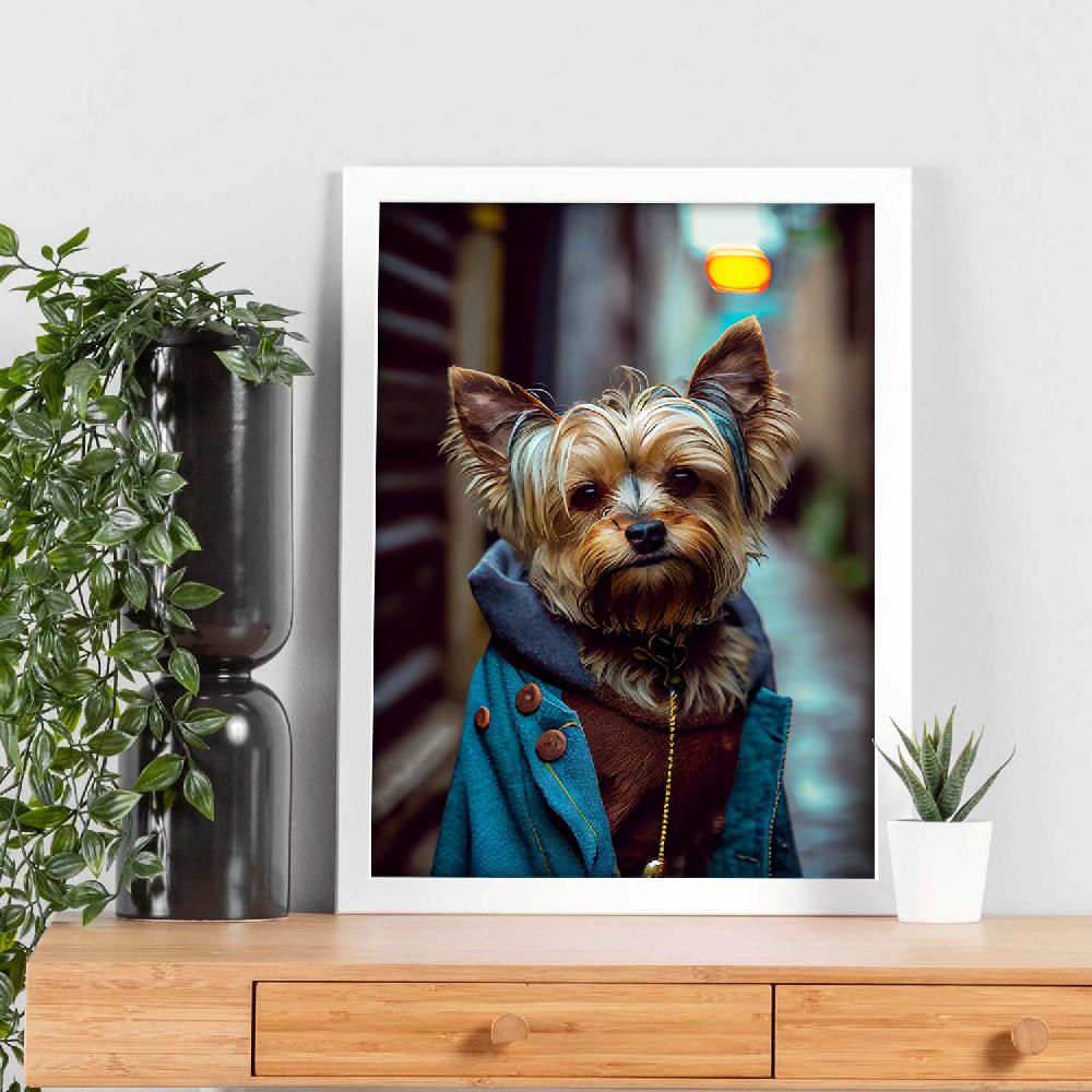 Nacnic Lámina Nacnic De Yorkshire Terrier Curioso Con Ropa Humana En Fotografía A Todo Color