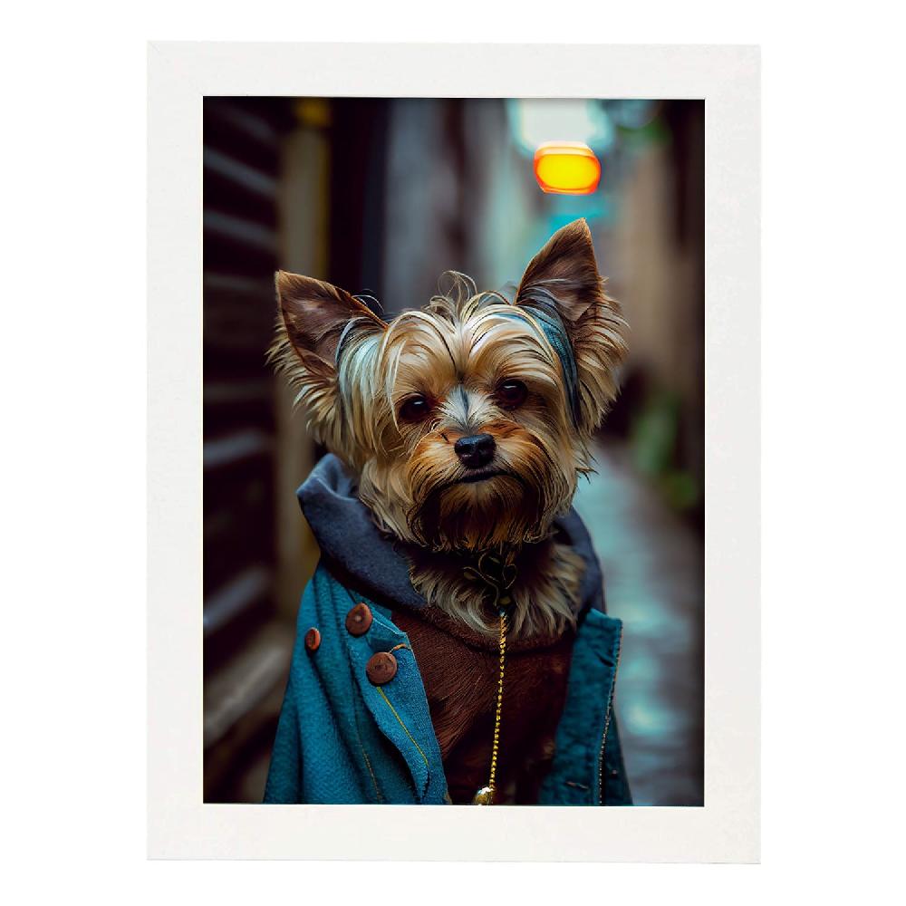 Nacnic Lámina Nacnic De Yorkshire Terrier Curioso Con Ropa Humana En Fotografía A Todo Color
