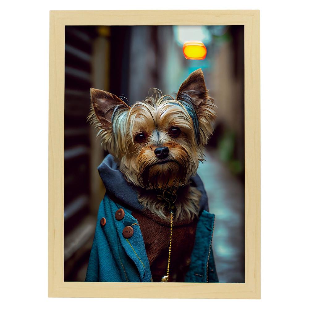 Nacnic Lámina Nacnic De Yorkshire Terrier Curioso Con Ropa Humana En Fotografía A Todo Color