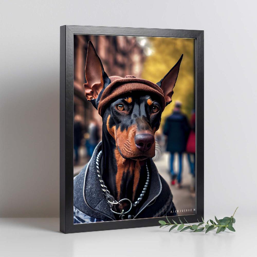 Nacnic Lámina Nacnic Doberman Humilde En Fotografía A Color Con Ropa Humana