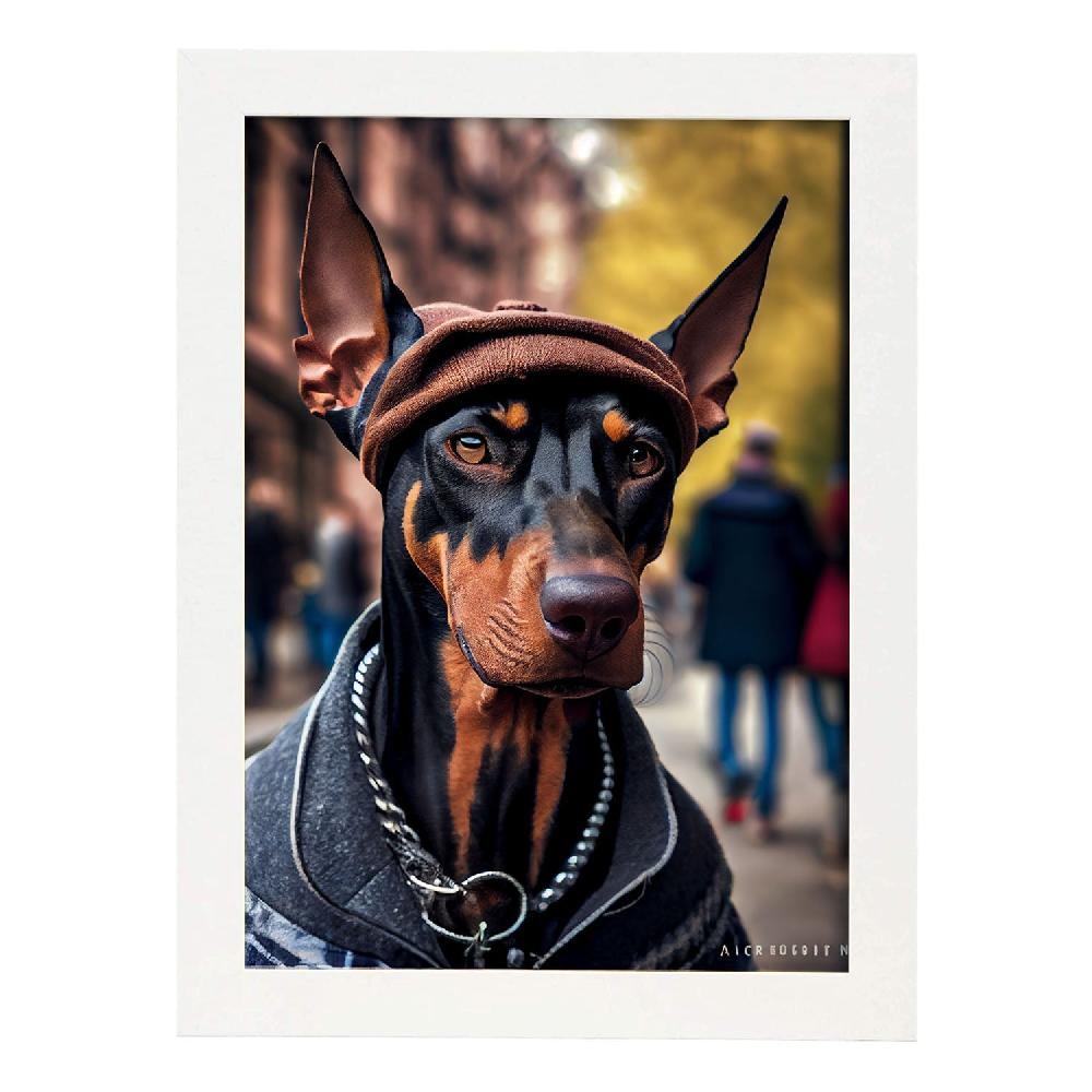 Nacnic Lámina Nacnic Doberman Humilde En Fotografía A Color Con Ropa Humana