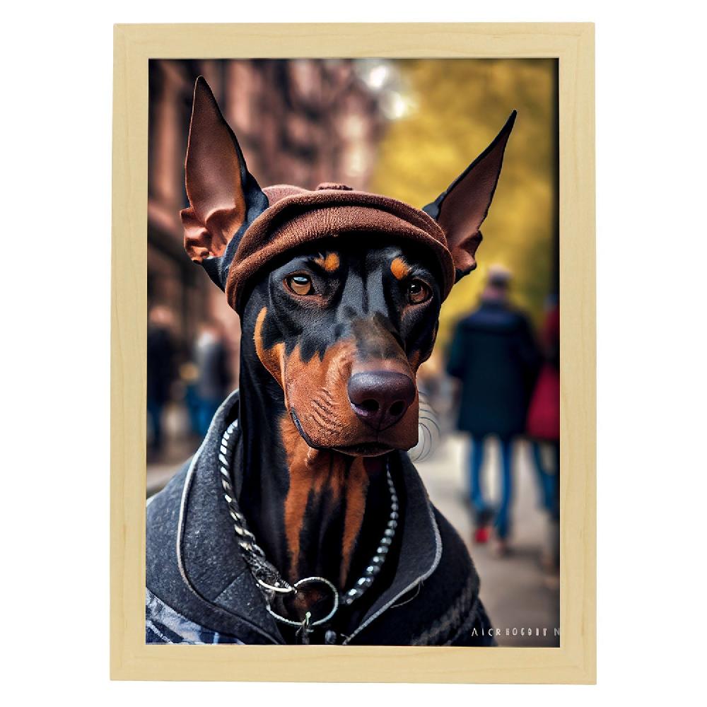 Nacnic Lámina Nacnic Doberman Humilde En Fotografía A Color Con Ropa Humana