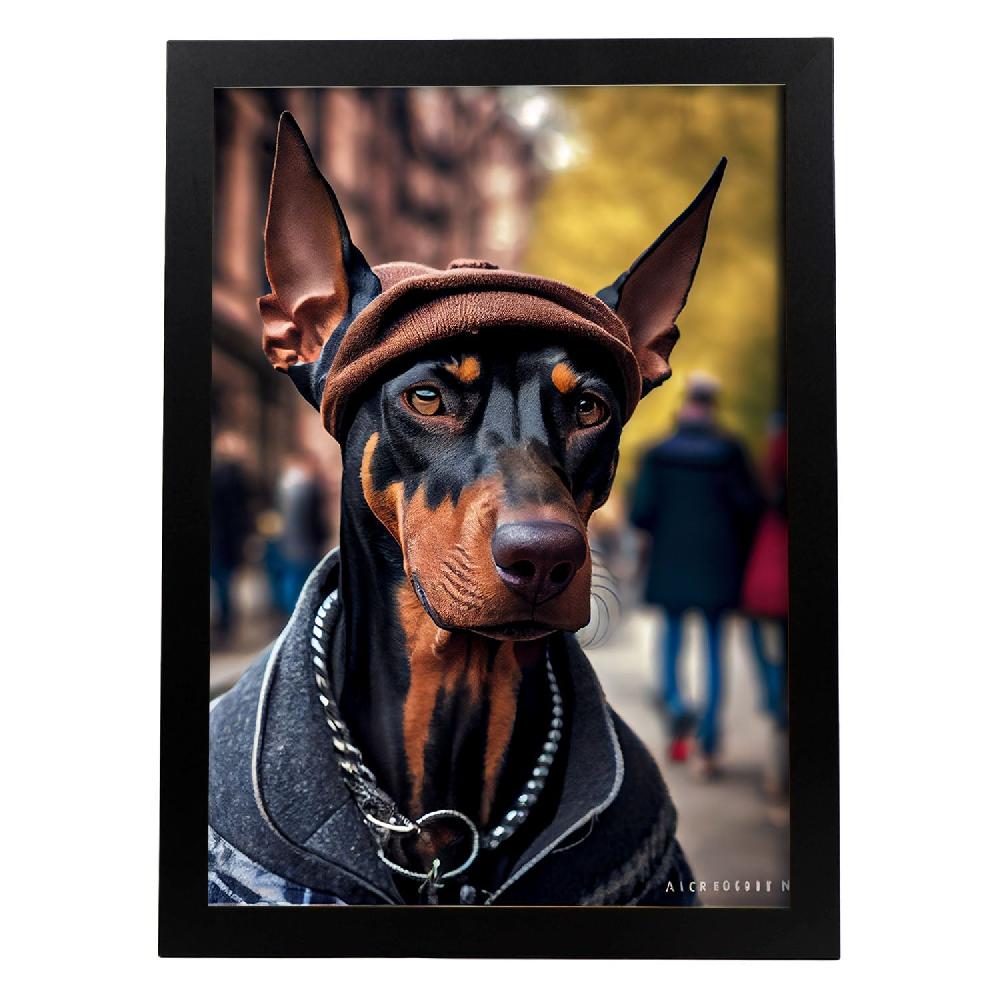 nacnic Lámina Nacnic Doberman Humilde en Fotografía a Color con Ropa Humana