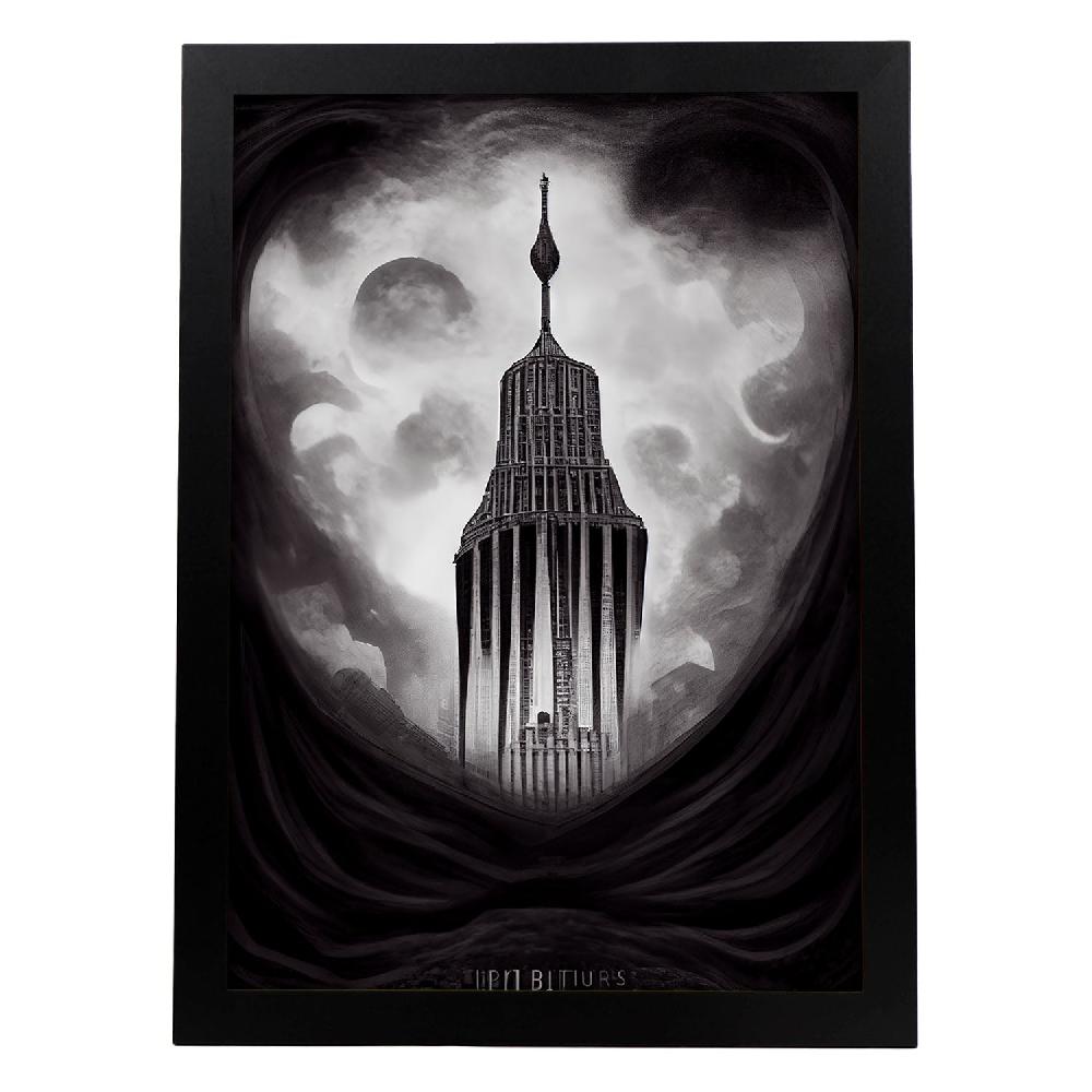 nacnic Lámina Nacnic Empire State Estilo T. Burton Arte Gótico y Oscuro