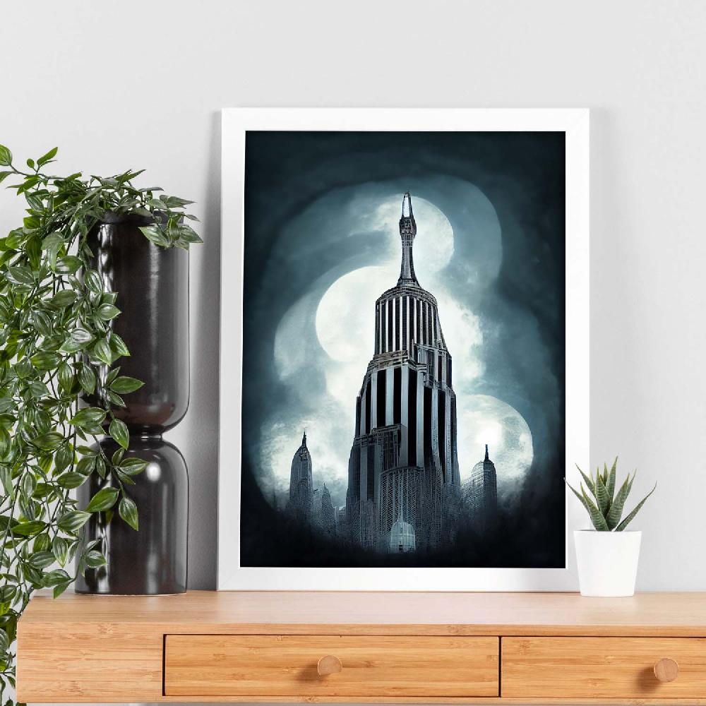 Nacnic Lámina Nacnic Empire State Estilo T. Burton Para Decoración De Interiores
