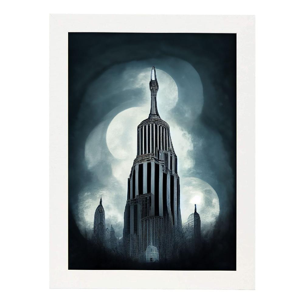 Nacnic Lámina Nacnic Empire State Estilo T. Burton Para Decoración De Interiores