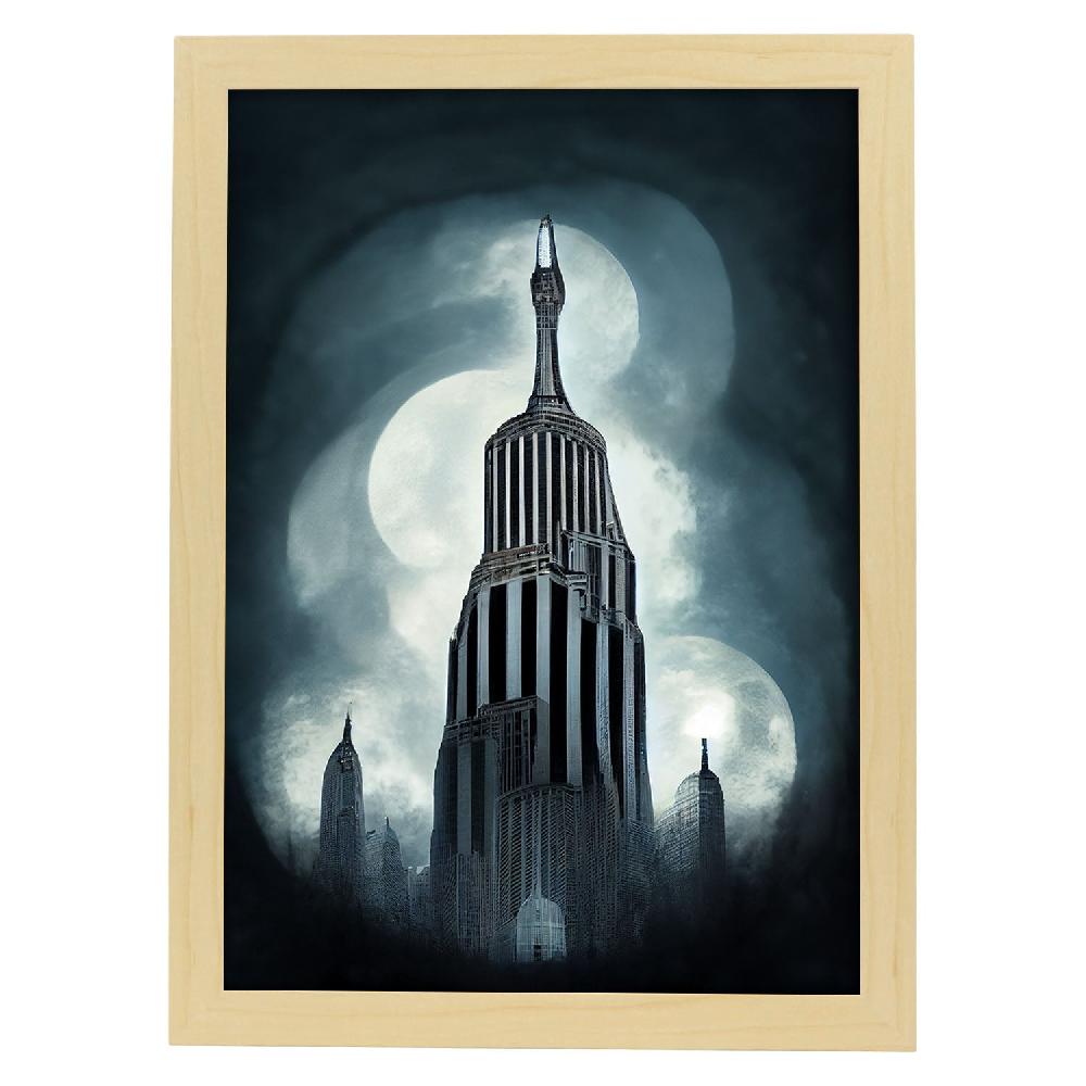 Nacnic Lámina Nacnic Empire State Estilo T. Burton Para Decoración De Interiores