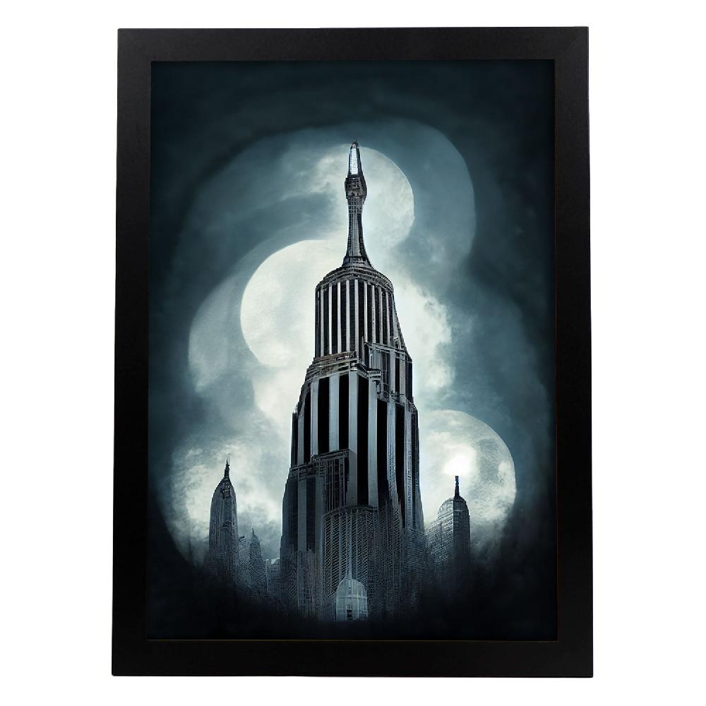 nacnic Lámina Nacnic Empire State estilo T. Burton para Decoración de Interiores