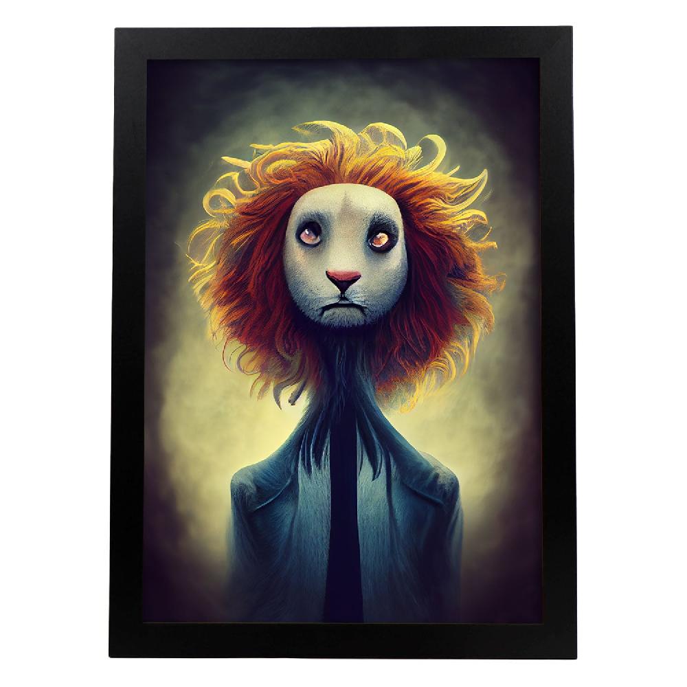 nacnic Lámina Nacnic León Dinámico Estilo T. Burton en Arte Gótico y Oscuro
