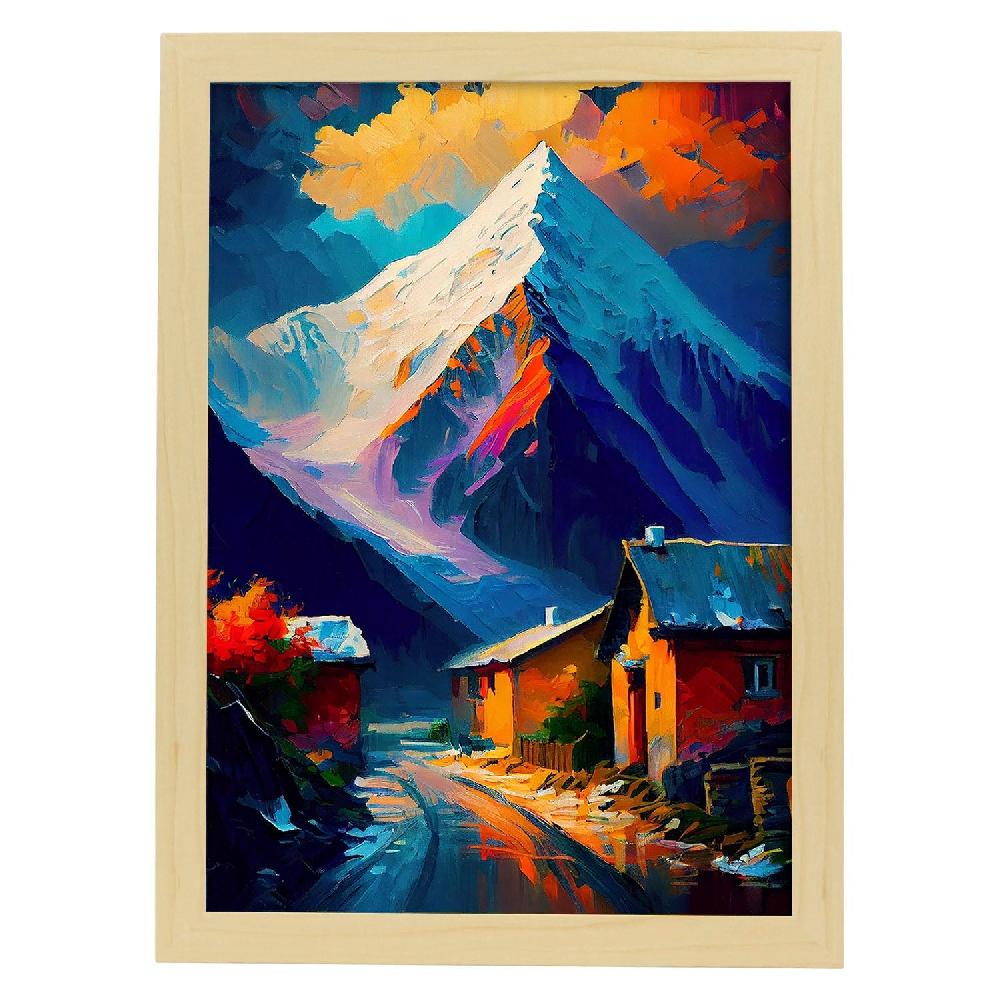 Nacnic Lámina Nacnic Lhotse Pintura Al óleo Colorida Happy Co