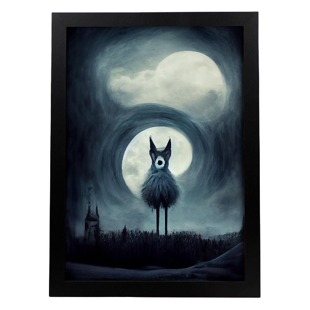 nacnic Lámina Nacnic Lobo Empático Estilo T. Burton en Arte Gótico y Oscuro