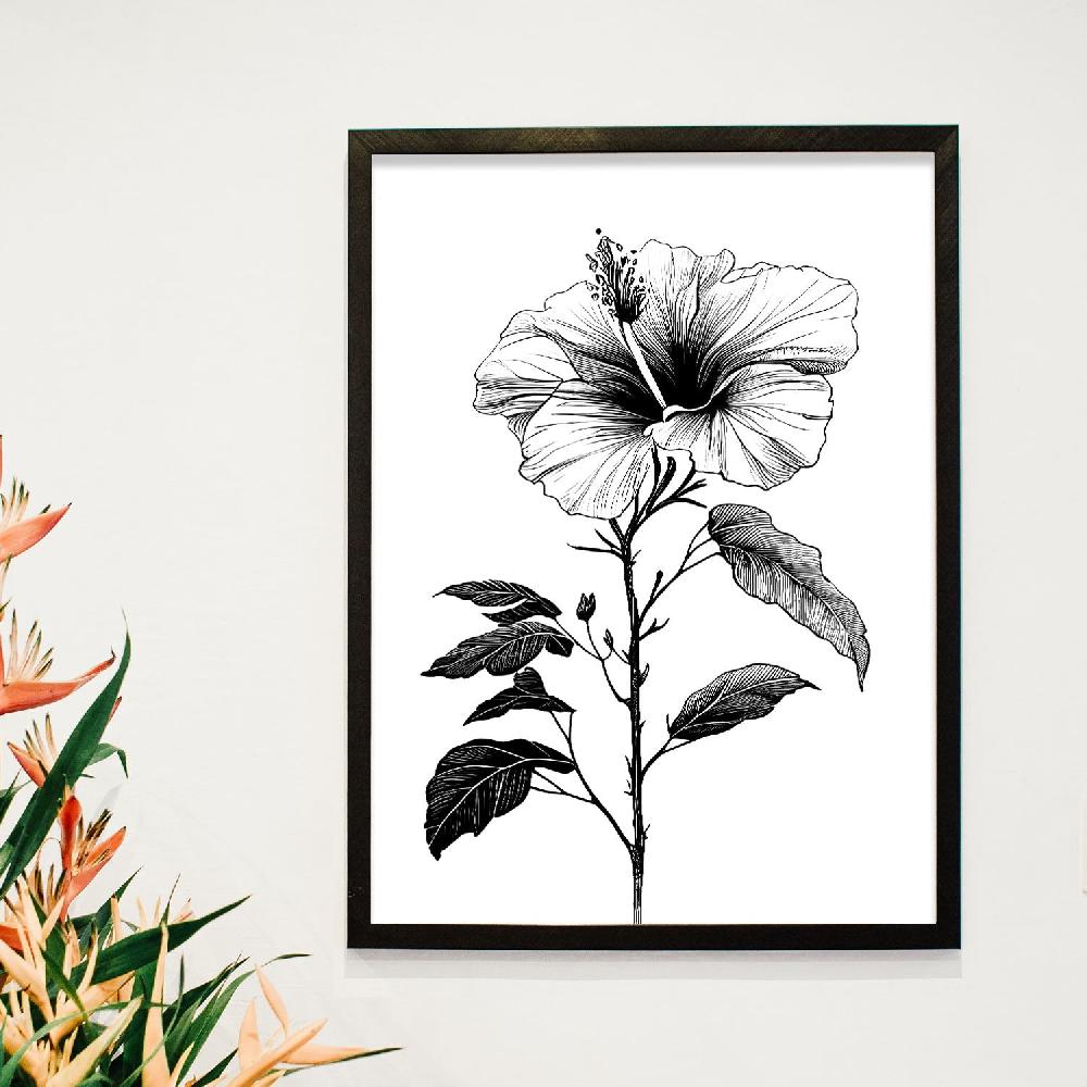 Nacnic Lámina Nacnic Minimalista De Hibisco En Linea_2