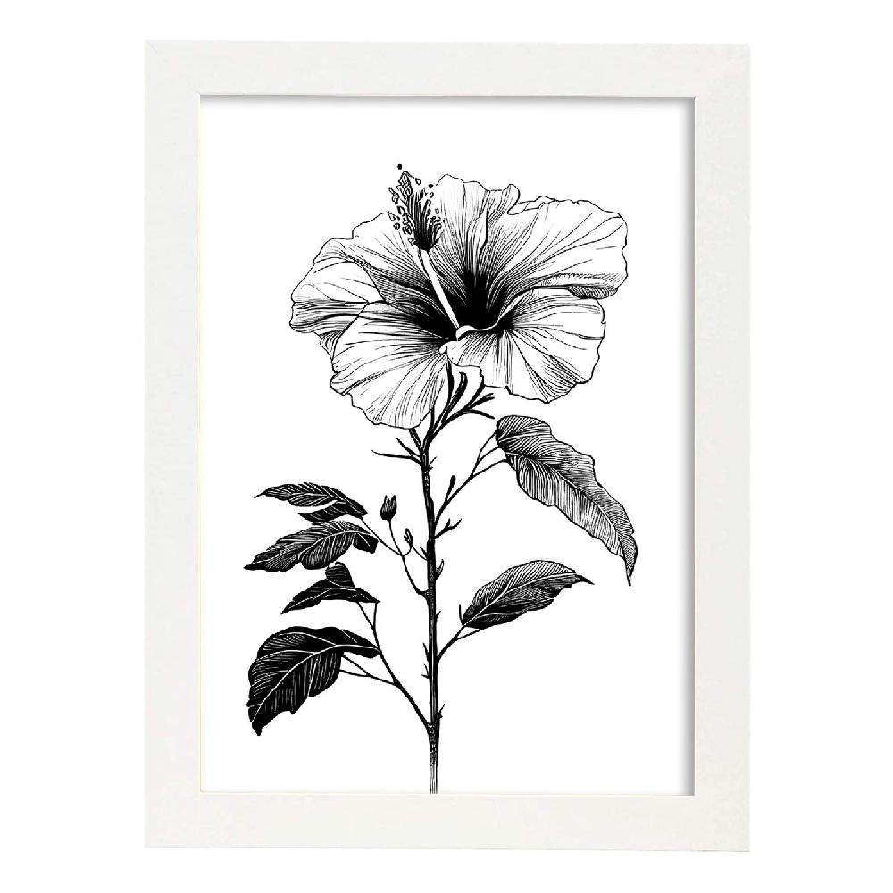 Nacnic Lámina Nacnic Minimalista De Hibisco En Linea_2