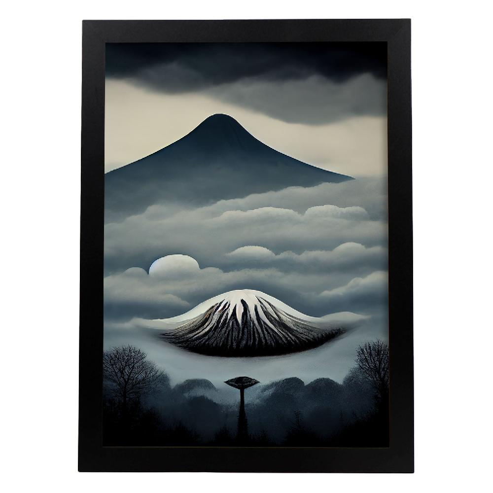 nacnic Lámina Nacnic Monte Fuji Estilo T. Burton en Arte Gótico y Oscuro