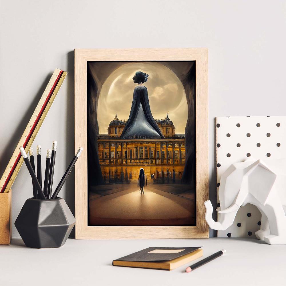 Nacnic Lámina Nacnic Museo Del Louvre 2 Al Estilo De T. Burton En Arte Gótico Y Oscuro Para Decoración De Interiores