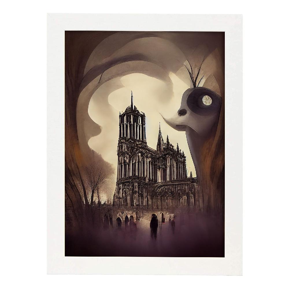 Nacnic Lámina Nacnic Notre Dame Estilo T. Burton Para Decoración De Interiores