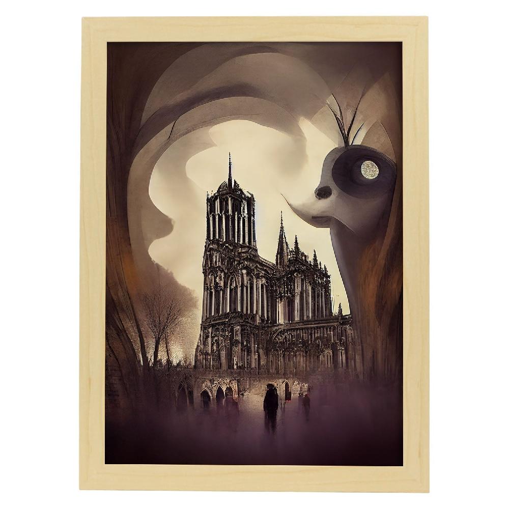 Nacnic Lámina Nacnic Notre Dame Estilo T. Burton Para Decoración De Interiores