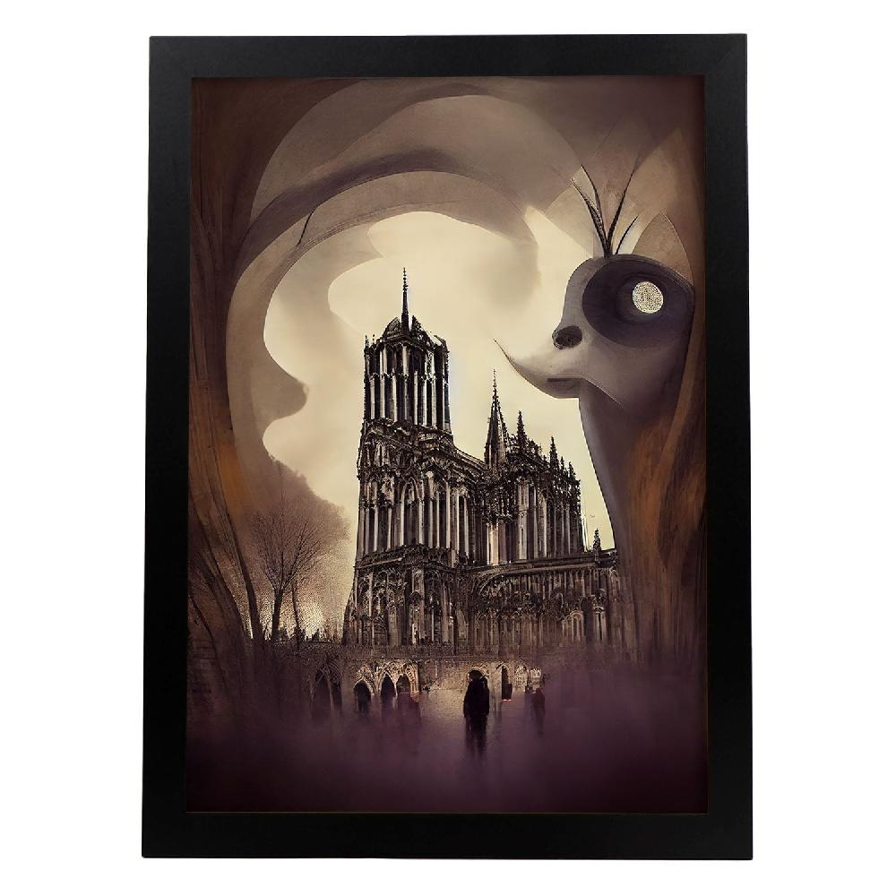 nacnic Lámina Nacnic Notre Dame Estilo T. Burton para Decoración de Interiores