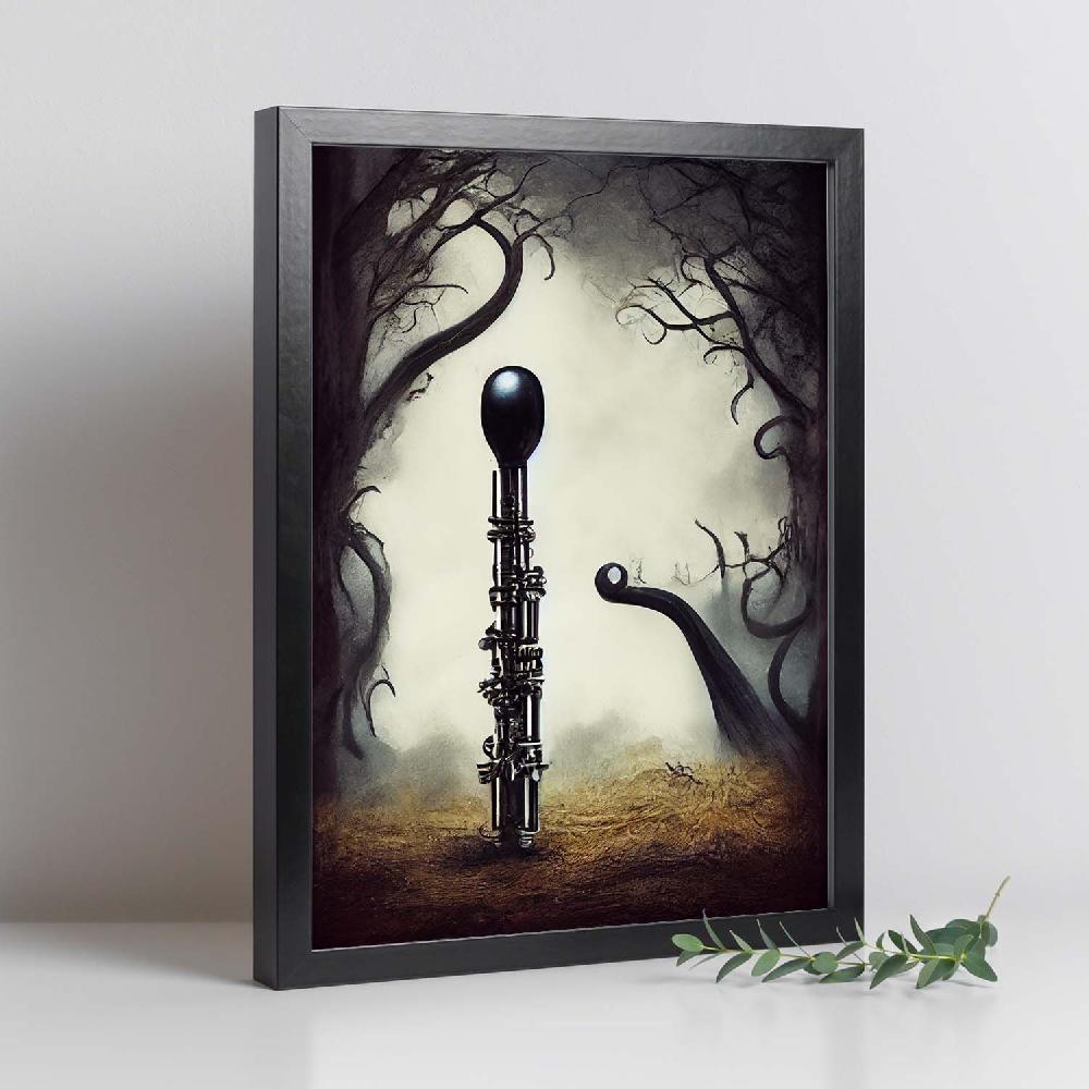 Nacnic Lámina Nacnic Oboe Sociable Estilo T. Burton Arte Gótico Para Interiores