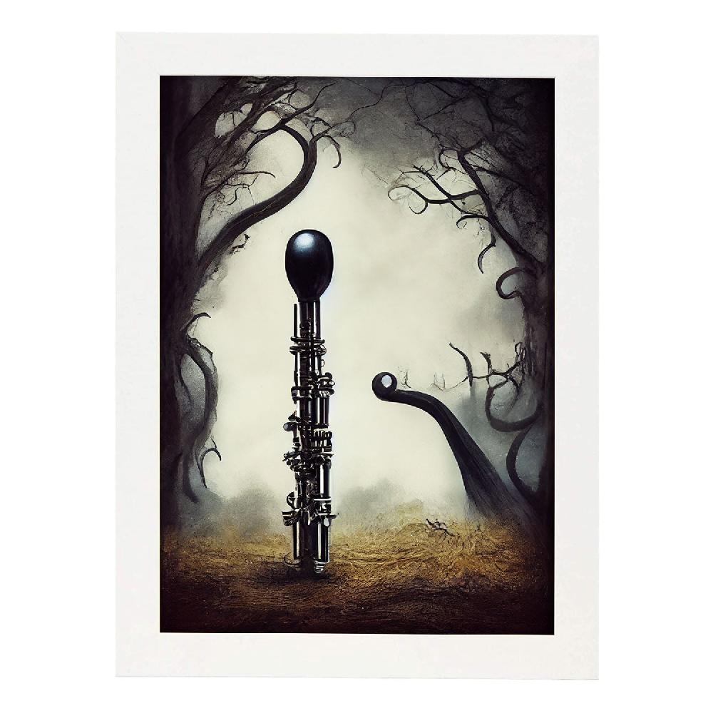 Nacnic Lámina Nacnic Oboe Sociable Estilo T. Burton Arte Gótico Para Interiores