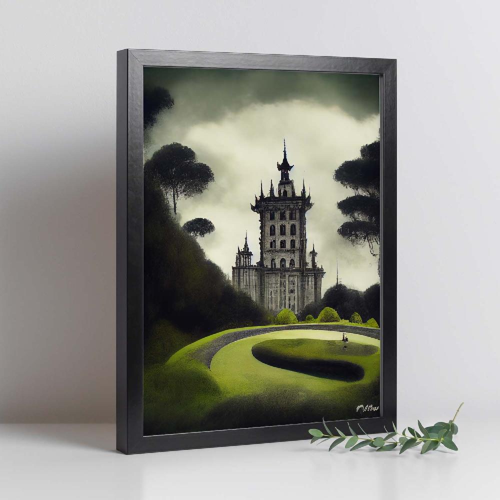 Nacnic Lámina Nacnic Palacio De La Pena Estilo T. Burton Arte Gótico Y Oscuro Para Decoración De Interiores
