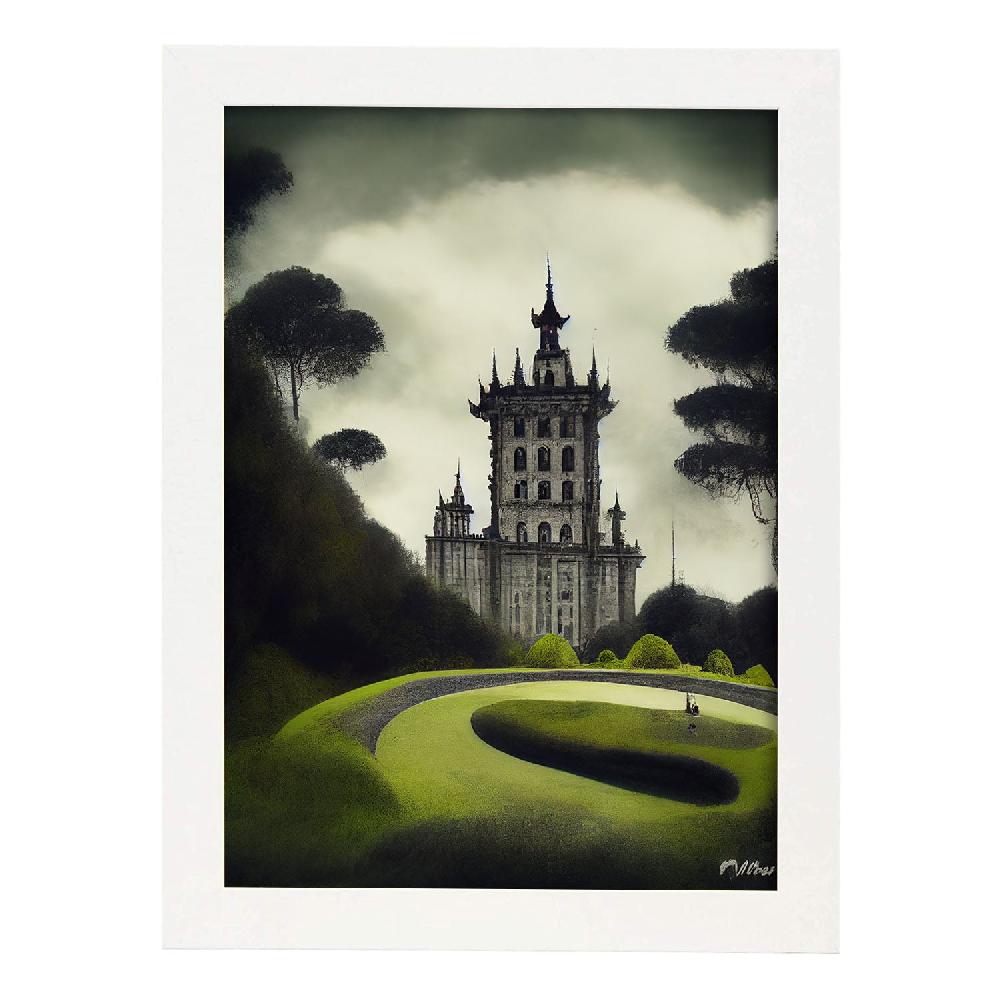 Nacnic Lámina Nacnic Palacio De La Pena Estilo T. Burton Arte Gótico Y Oscuro Para Decoración De Interiores