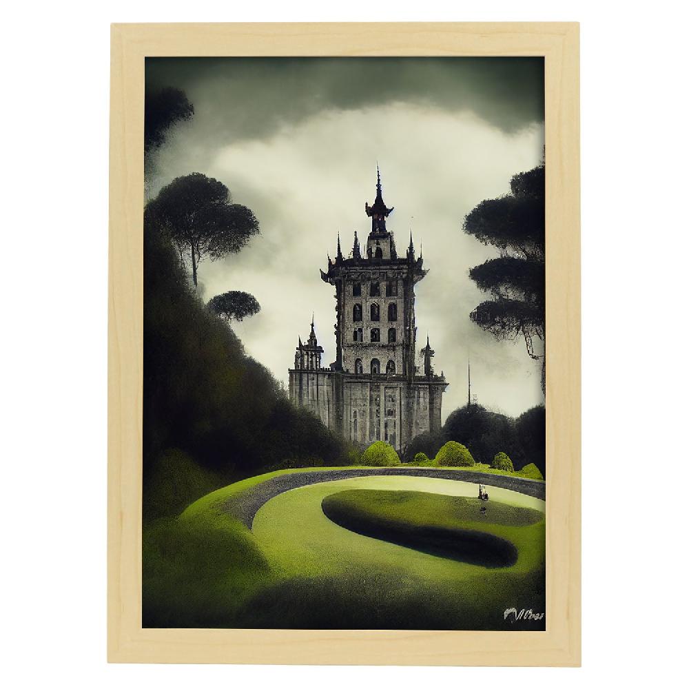 Nacnic Lámina Nacnic Palacio De La Pena Estilo T. Burton Arte Gótico Y Oscuro Para Decoración De Interiores