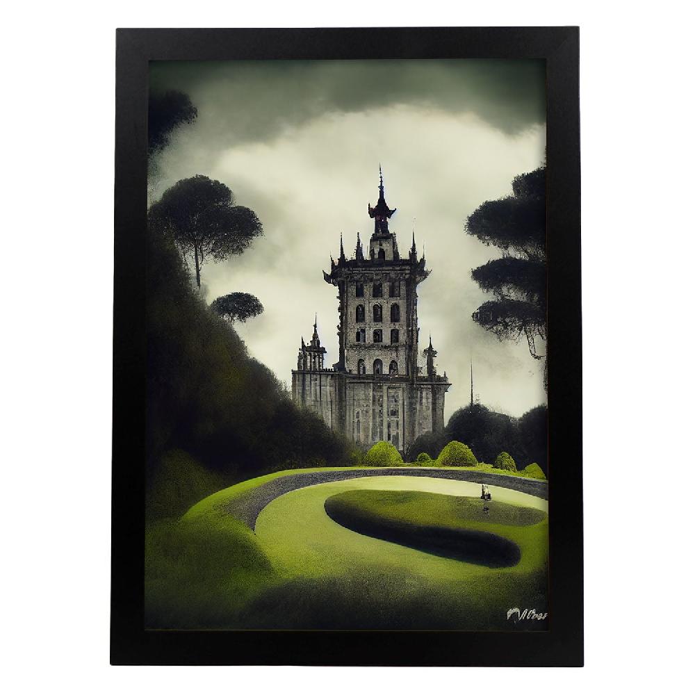 nacnic Lámina Nacnic Palacio de la Pena Estilo T. Burton Arte Gótico y Oscuro para Decoración de Interiores