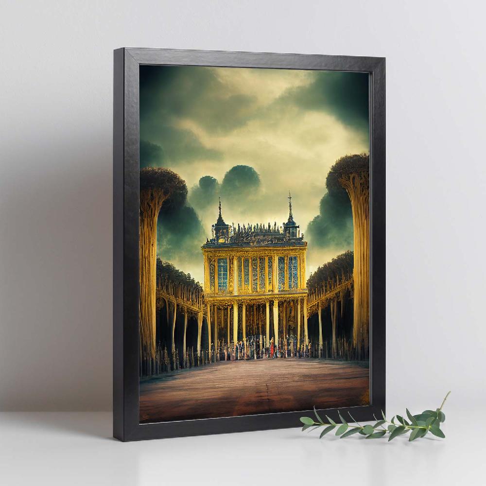 Nacnic Lámina Nacnic Palacio De Versalles Estilo T. Burton En Arte Gótico Y Oscuro Para Decoración De Interiores